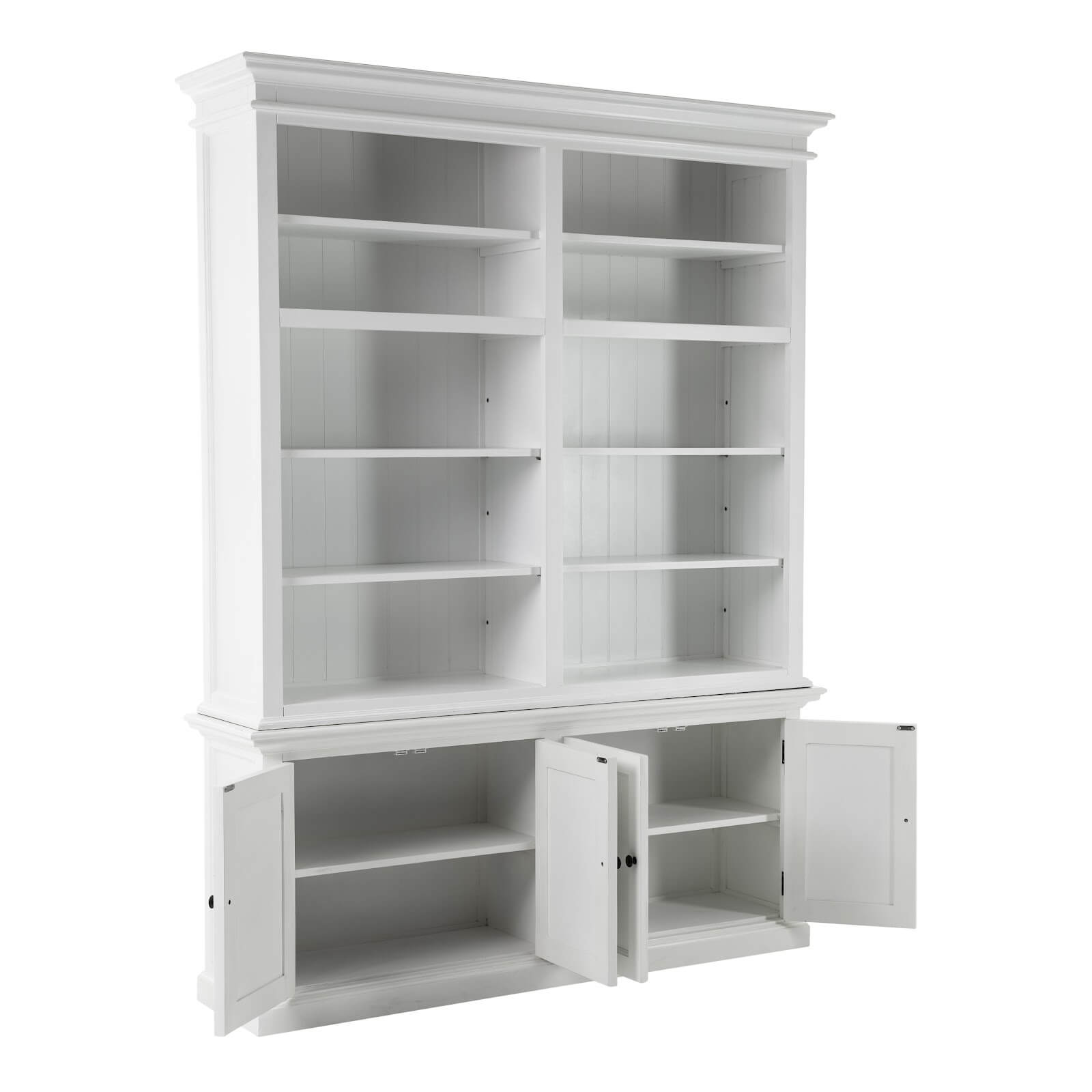 Classic Hutch Cabinet 4 Doors & 10 Shelves White