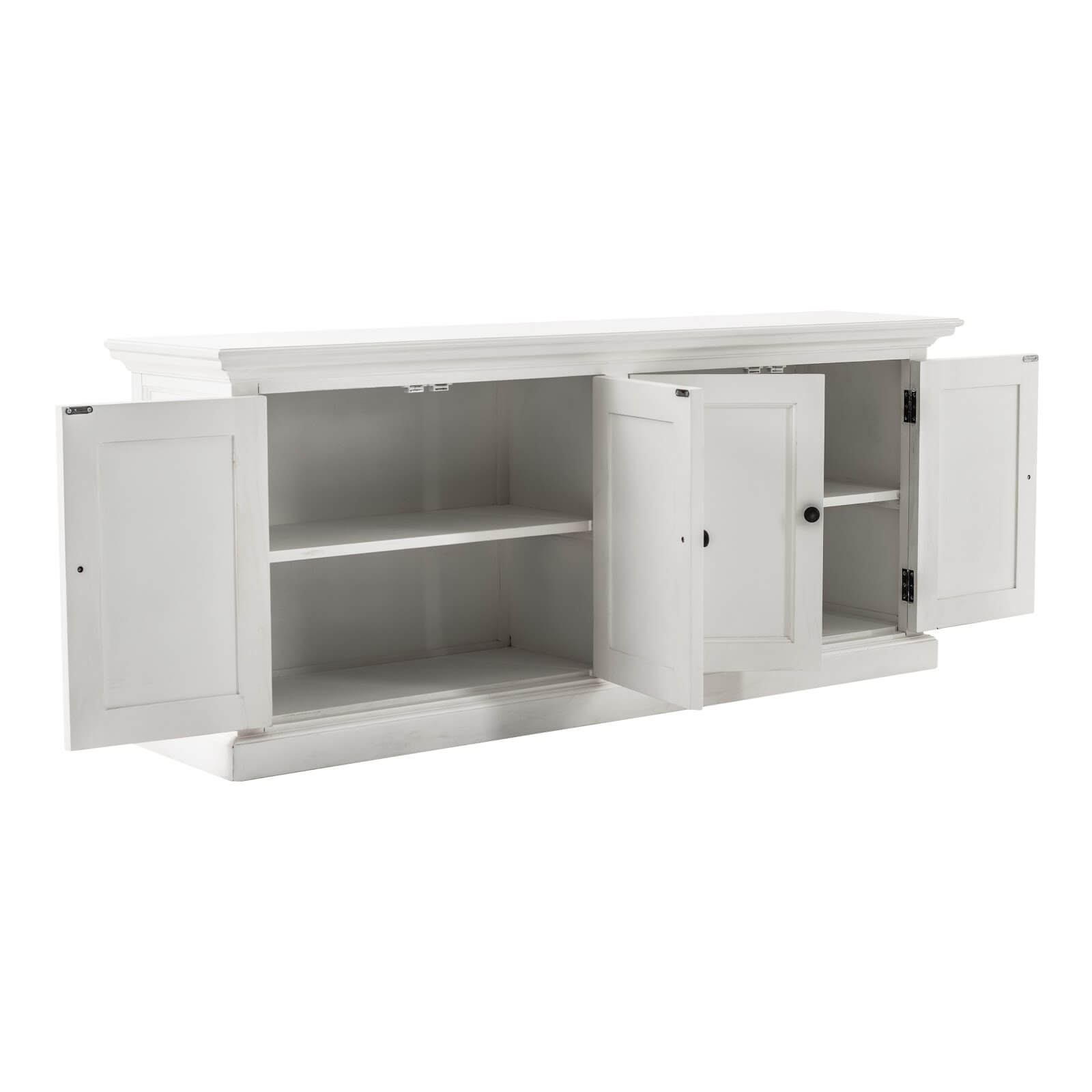 Classic Hutch Cabinet 4 Doors & 10 Shelves White