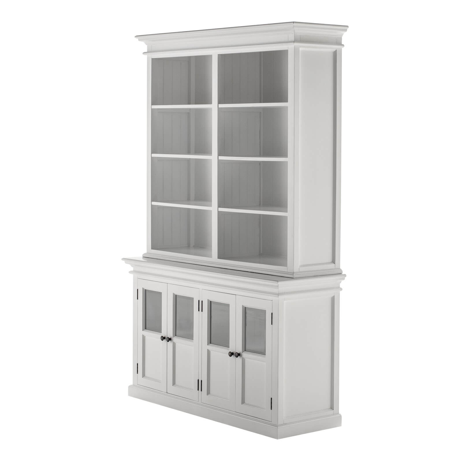 Classic Hutch Cabinet 4 Glass Doors & 8 Shelves