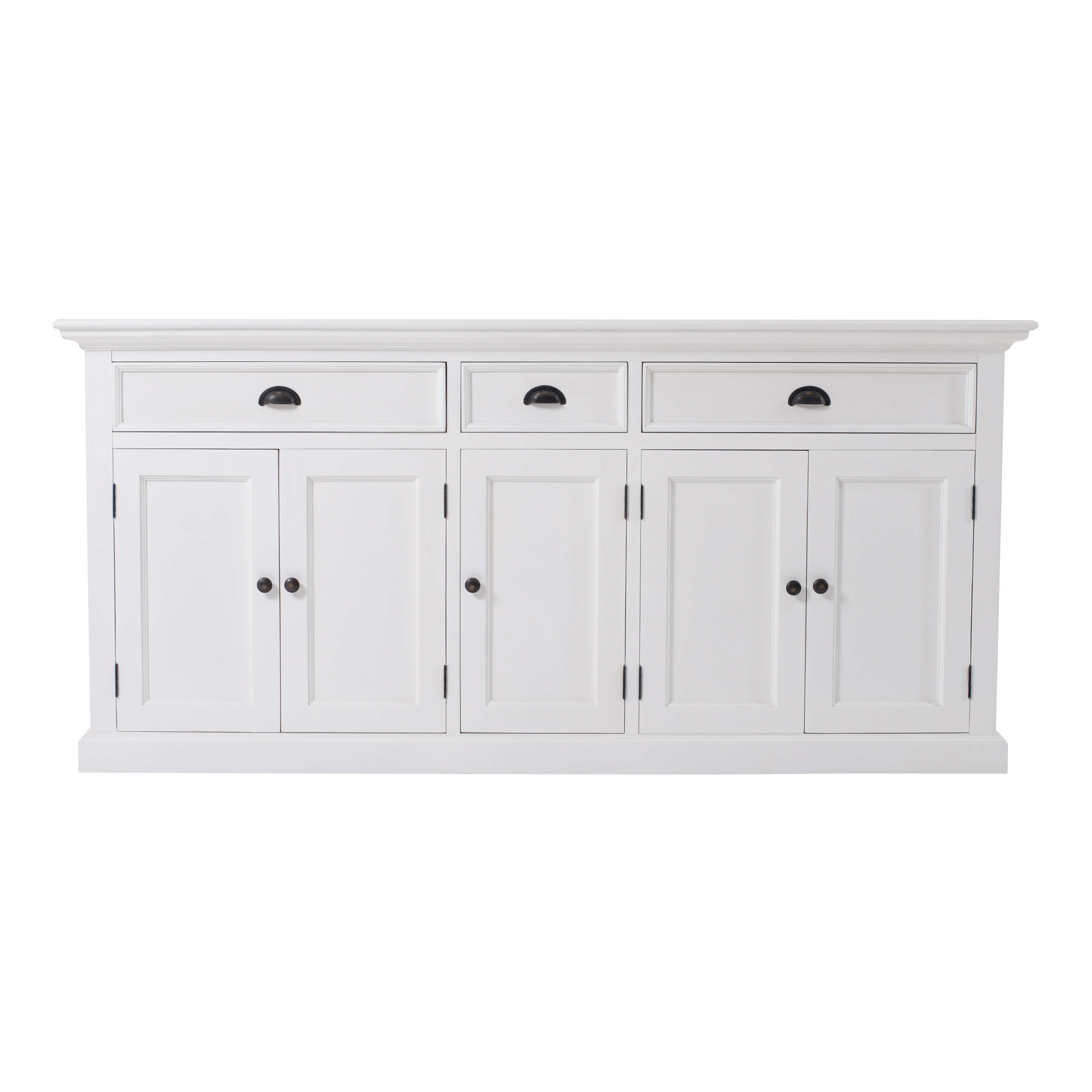 Classic Farmhouse Buffet with 3 Drawers & 5 Doors White