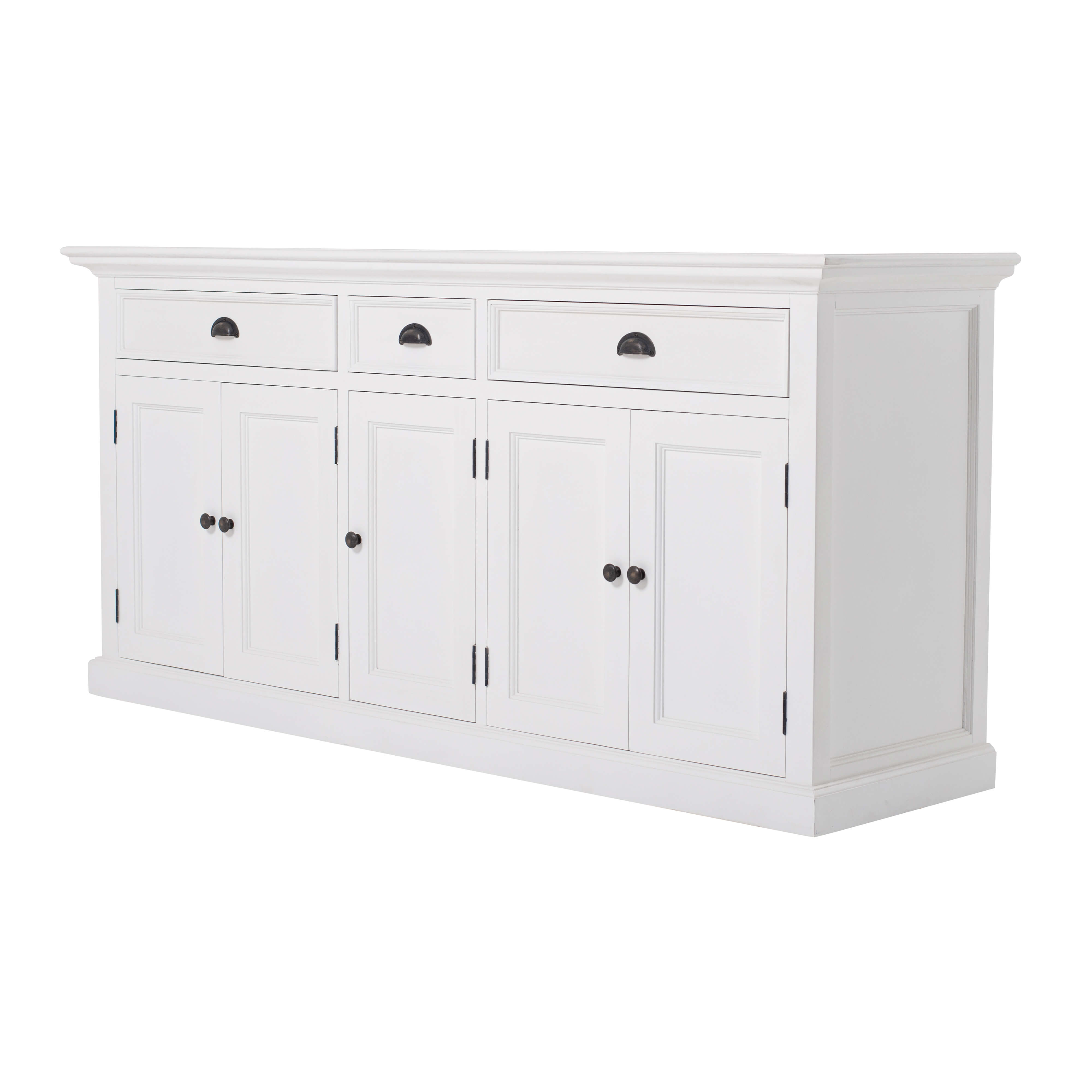 Classic Farmhouse Buffet with 3 Drawers & 5 Doors White