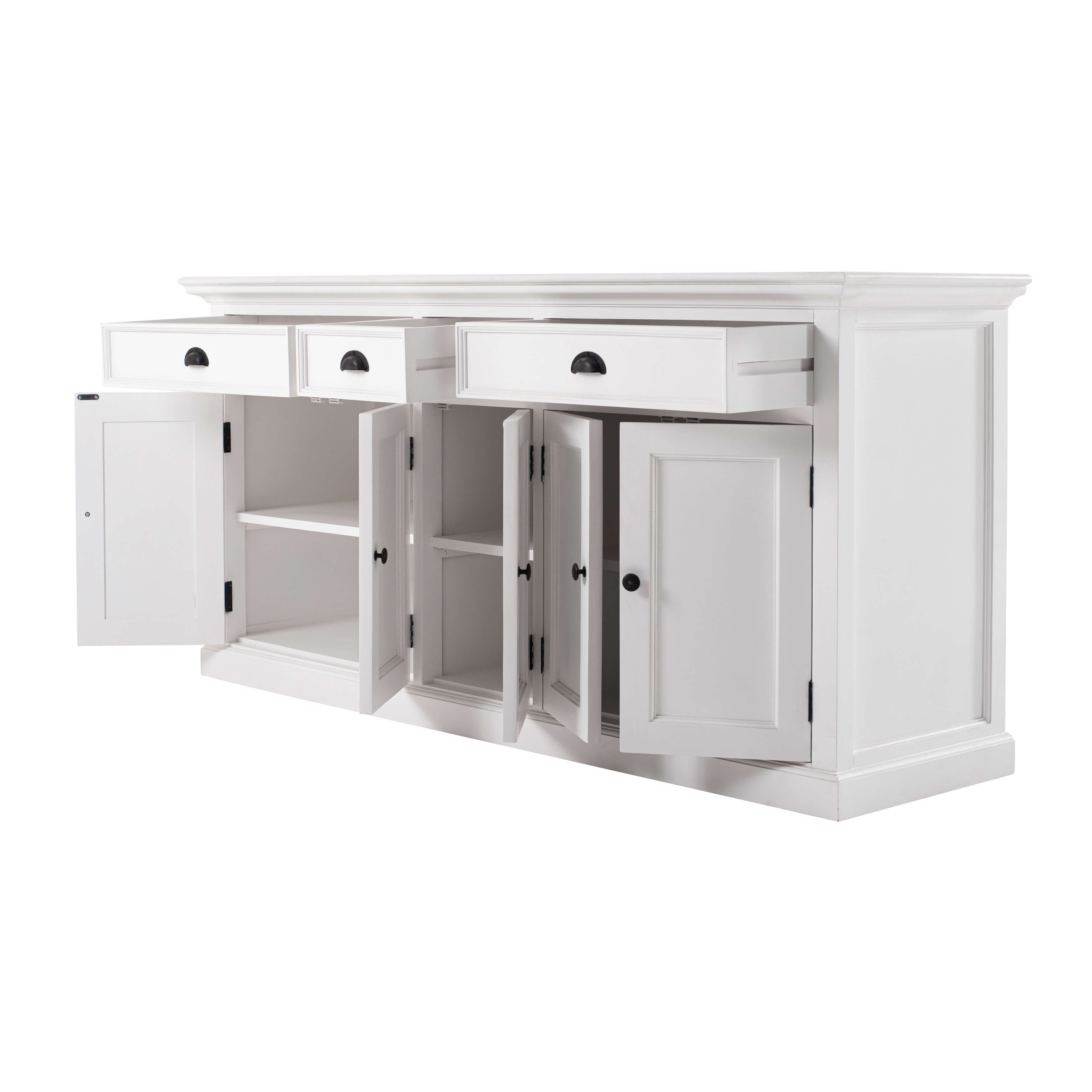 Classic Farmhouse Buffet with 3 Drawers & 5 Doors White