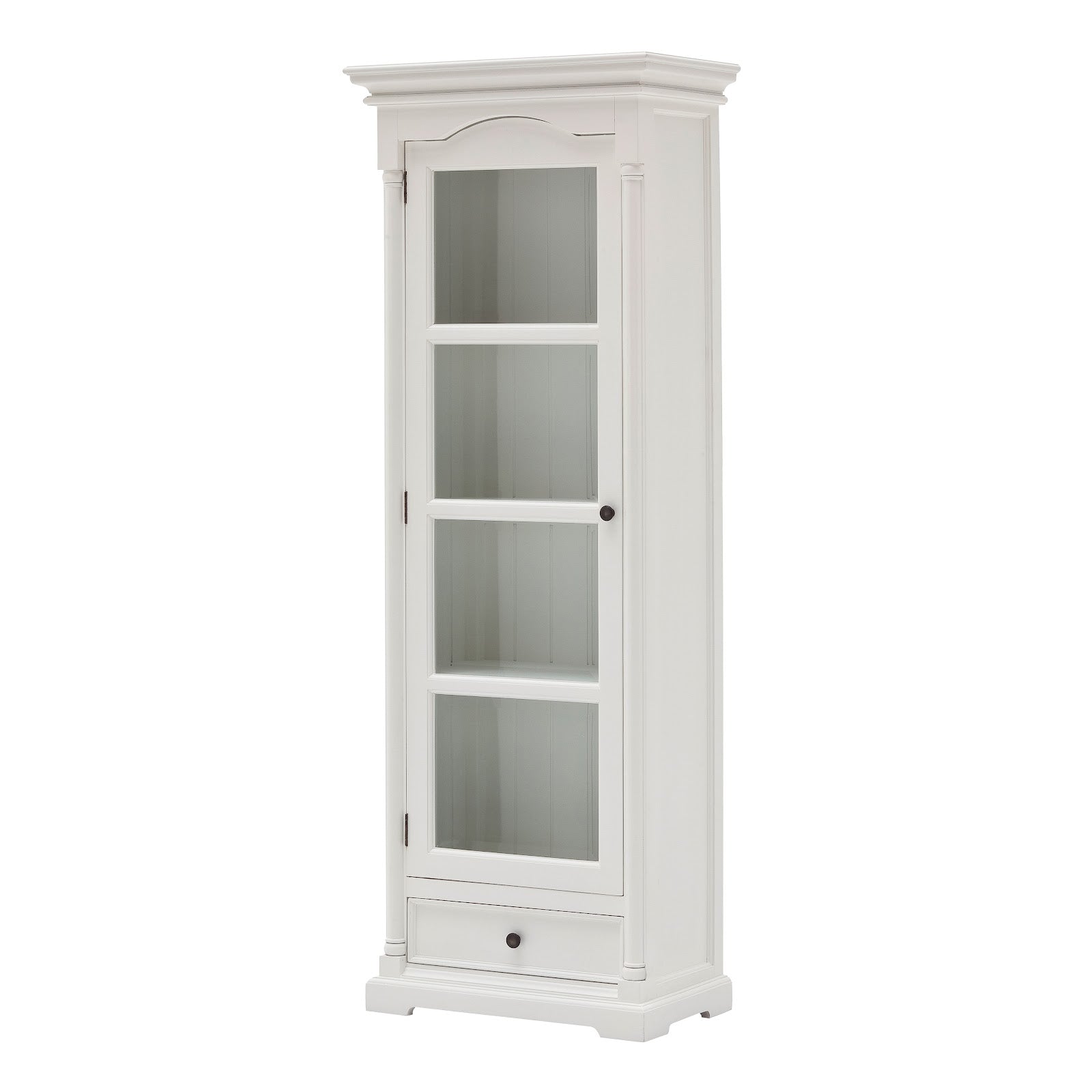 Classic Cabinet 1 Drawer Glass Door 4 Shelves White