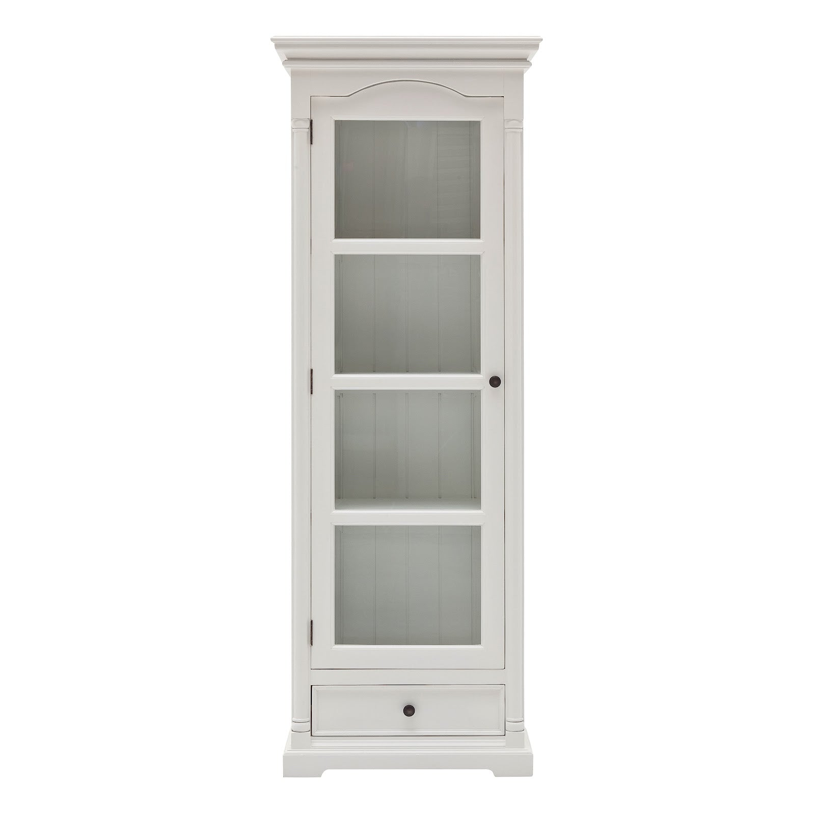 Classic Cabinet 1 Drawer Glass Door 4 Shelves White