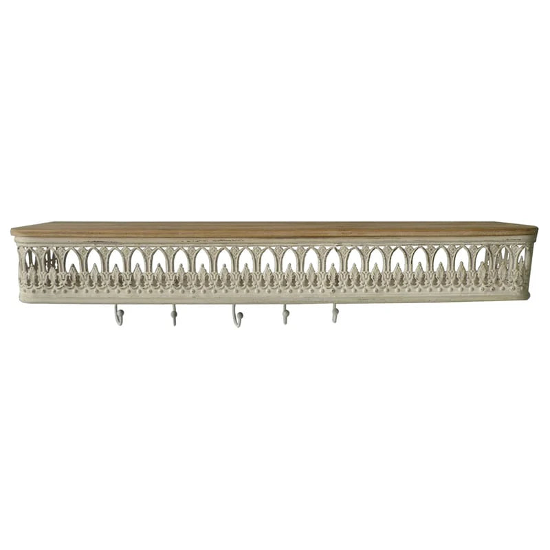 Classic Charm Wall Shelf with Removable Hooks 80cms