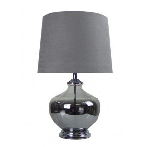 Classic Chrome Glass Table Lamp Grey Shade