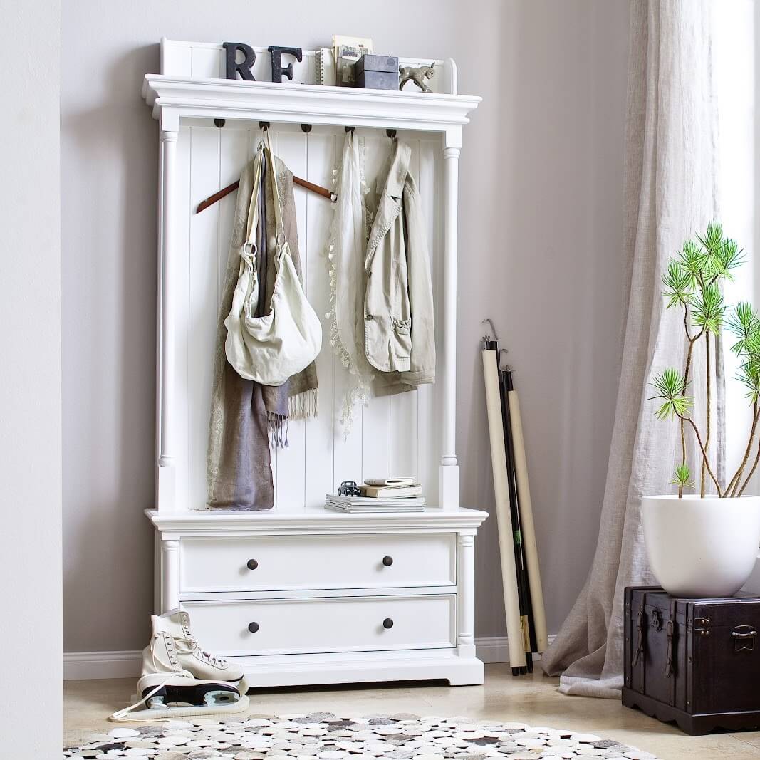 Classic Coat Rack & Bench With 2 Drawers