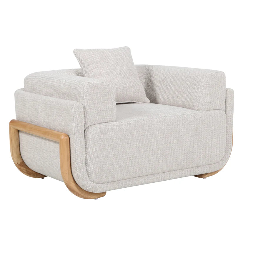 Classic Comfort Pinewood Beige Linen Armchair