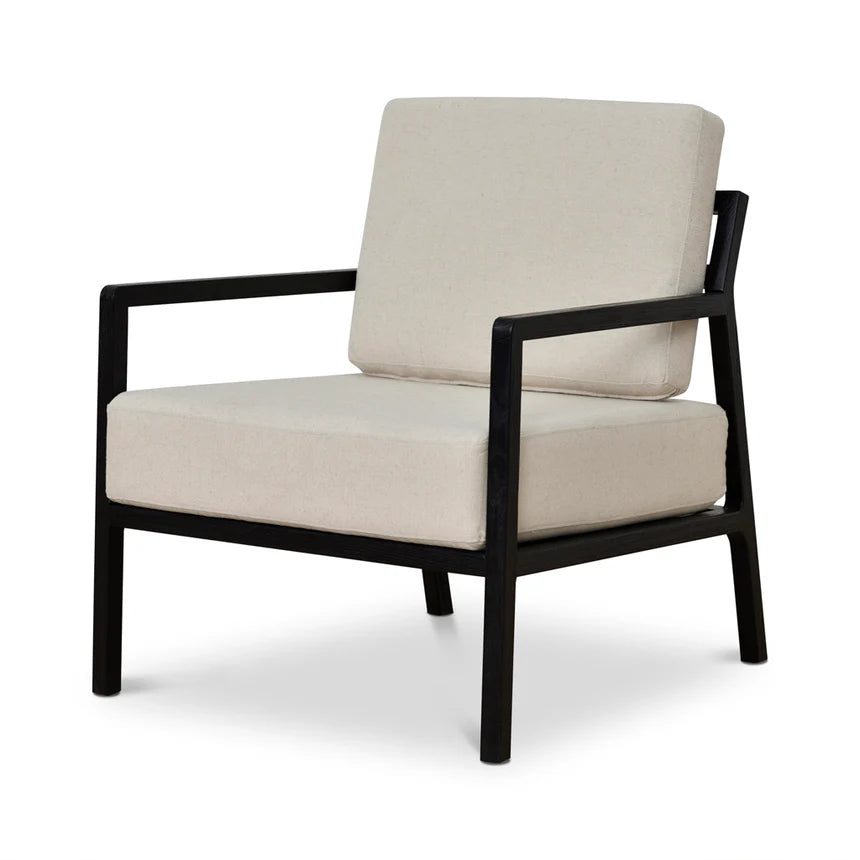 Classic Contrast Black Elm Armchair - Light Beige