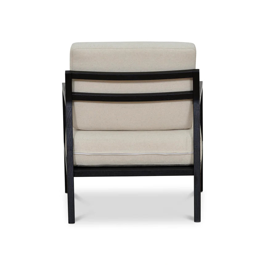 Classic Contrast Black Elm Armchair - Light Beige