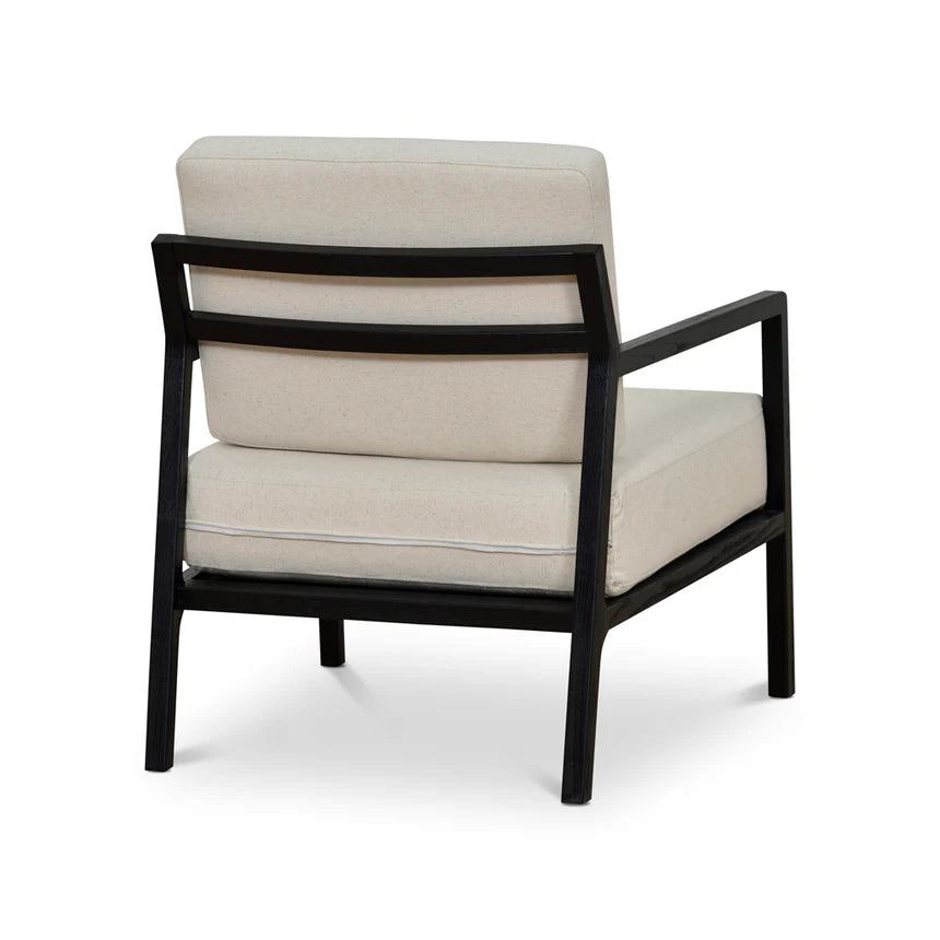 Classic Contrast Black Elm Armchair - Light Beige