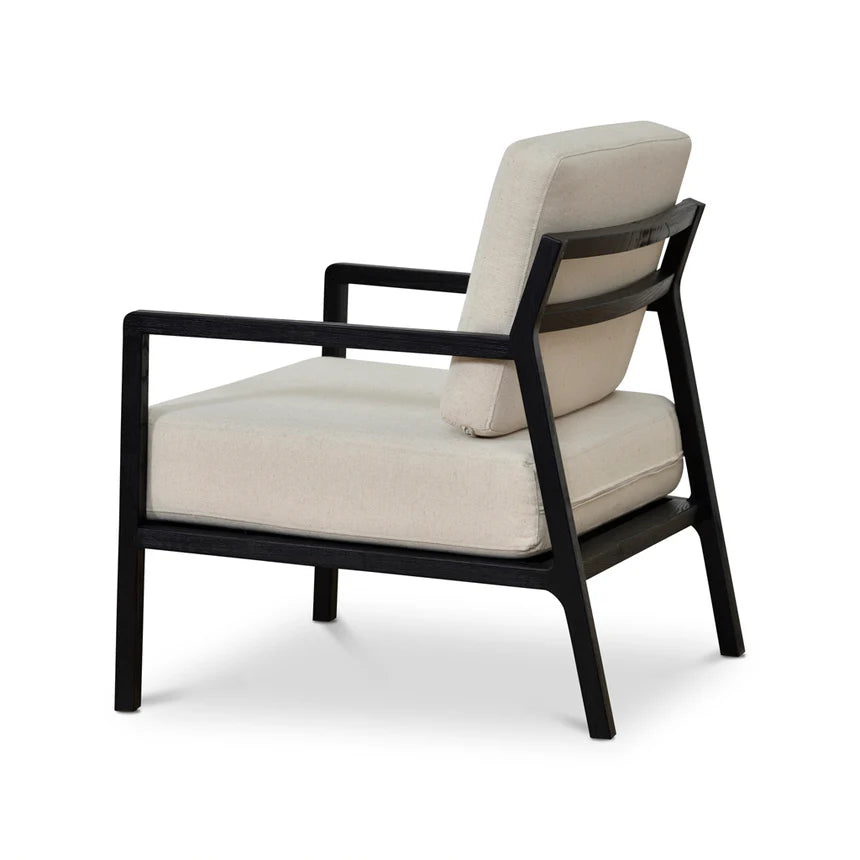 Classic Contrast Black Elm Armchair - Light Beige