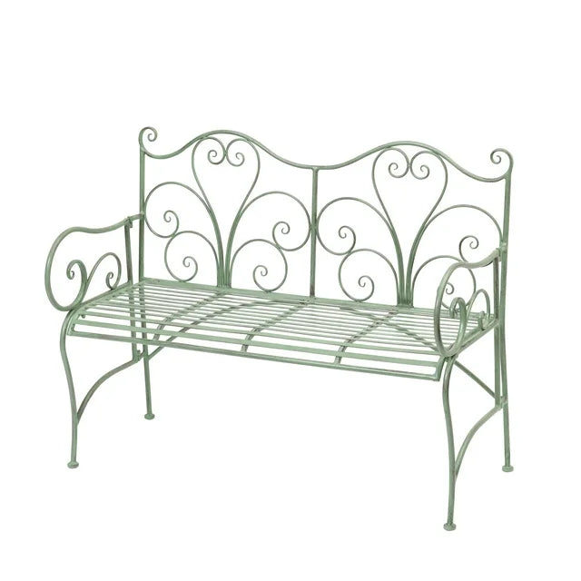 Classic Design Metal Garden Bench - Green