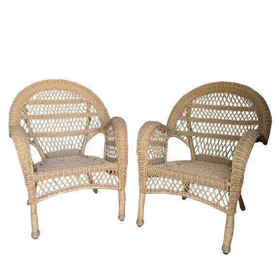 Classic Elegance Brown Poly Wicker Chairs - Set of 2