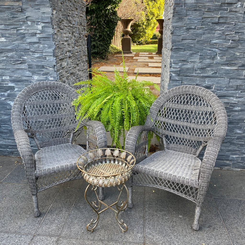 Classic Elegance Grey Poly Wicker Chairs - Set of 2