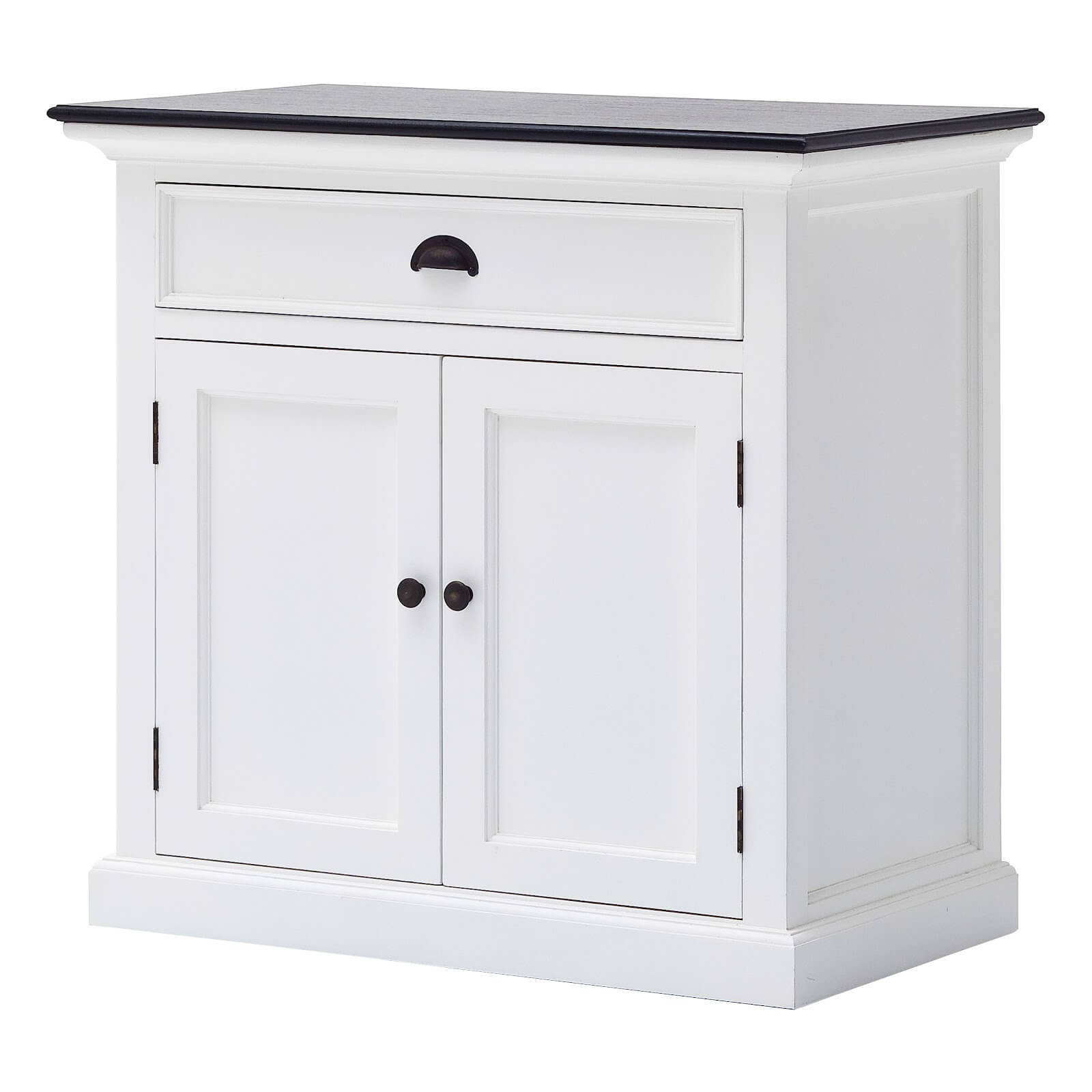 Classic Farmhouse 1 Drawer 2 Doors White W/ Black Top