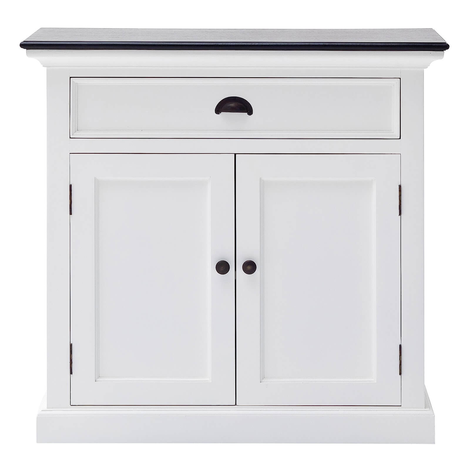 Classic Farmhouse 1 Drawer 2 Doors White W/ Black Top