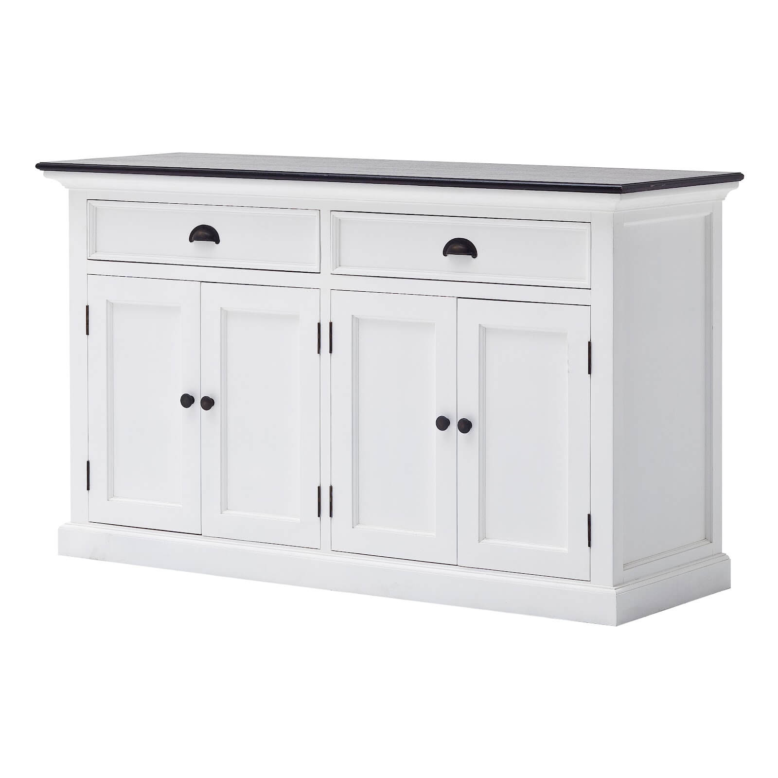 Classic Farmhouse 2 Drawers 4 Doors White W/ Black Top