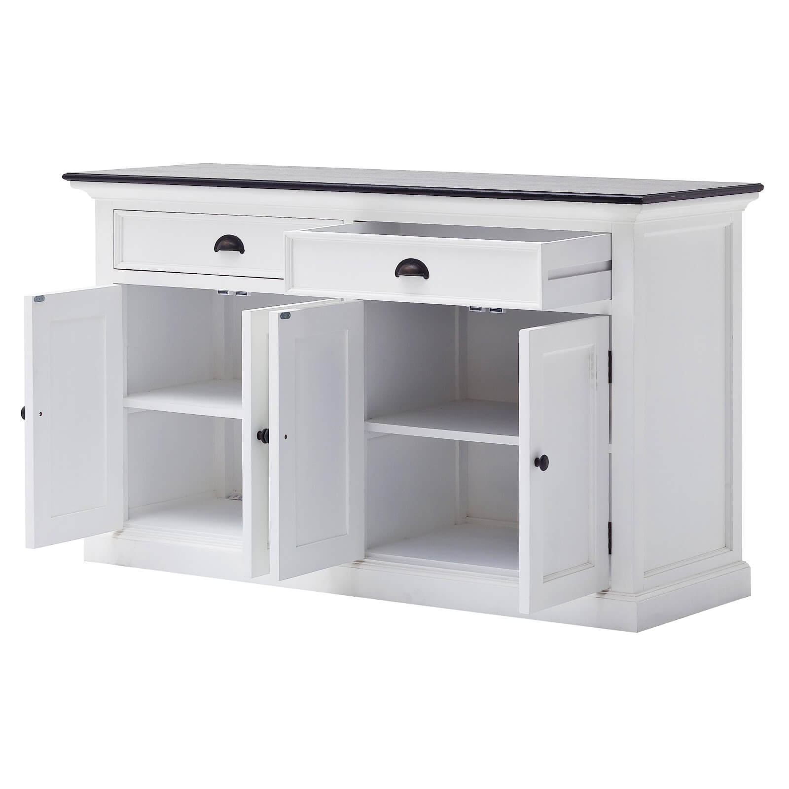 Classic Farmhouse 2 Drawers 4 Doors White W/ Black Top