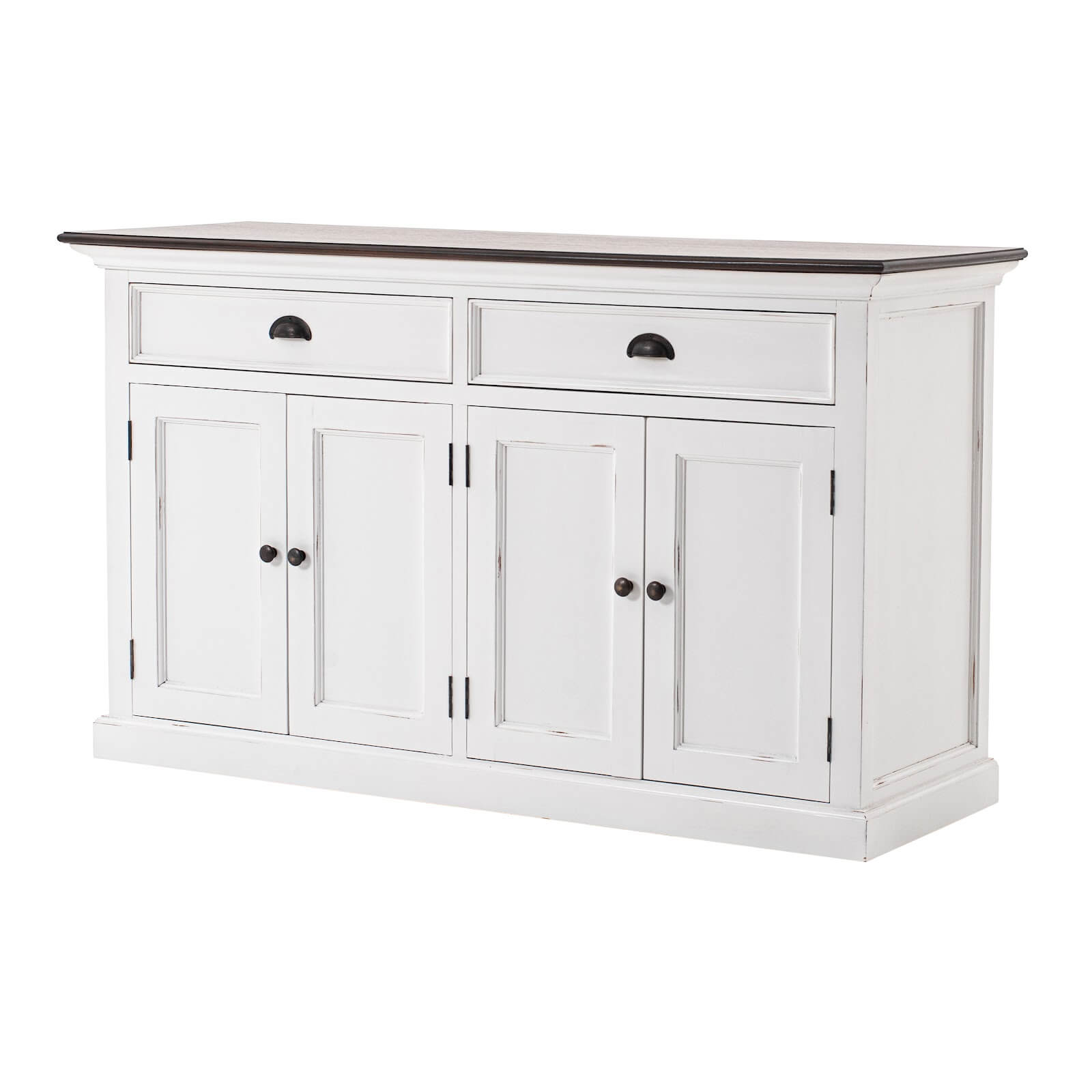 Classic Farmhouse 2 Drawers 4 Doors White W/ Brown Top