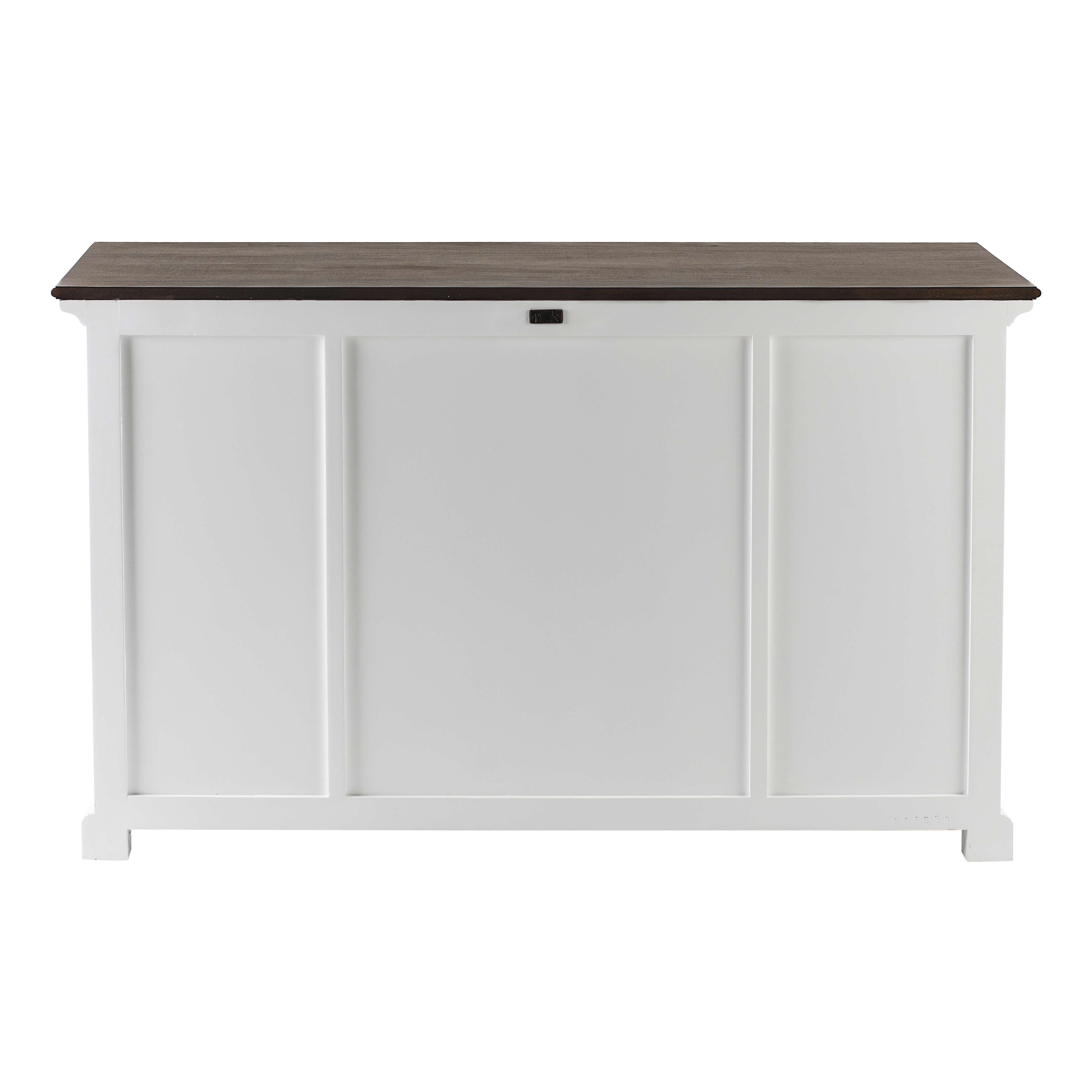 Classic Farmhouse Buffet 3 Drawers 2 + 2 Doors White W/ Brown Top