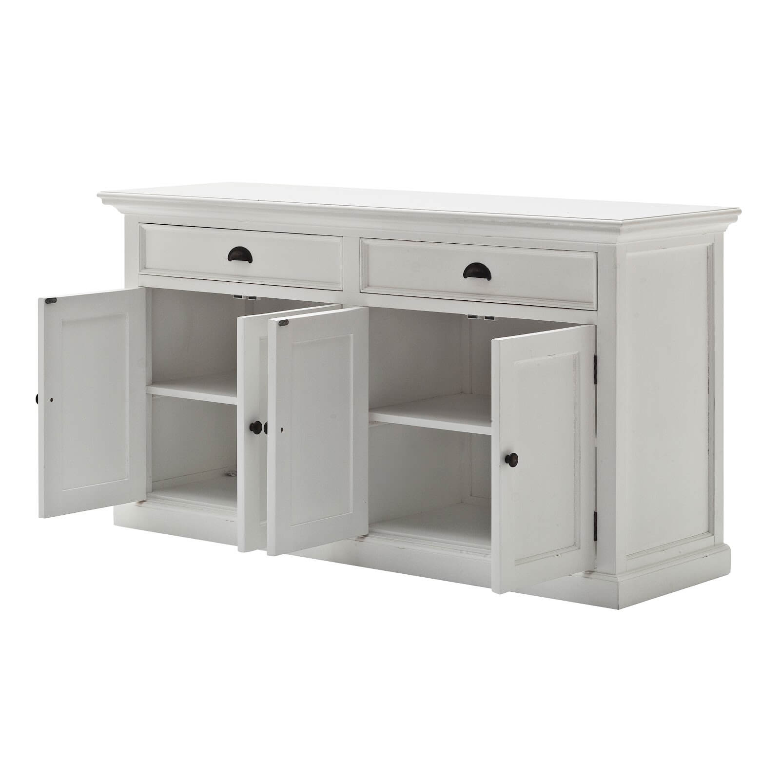 Classic Farmhouse Hutch Cabinet 2 Drawers 4 Doors & 8 Shelves White