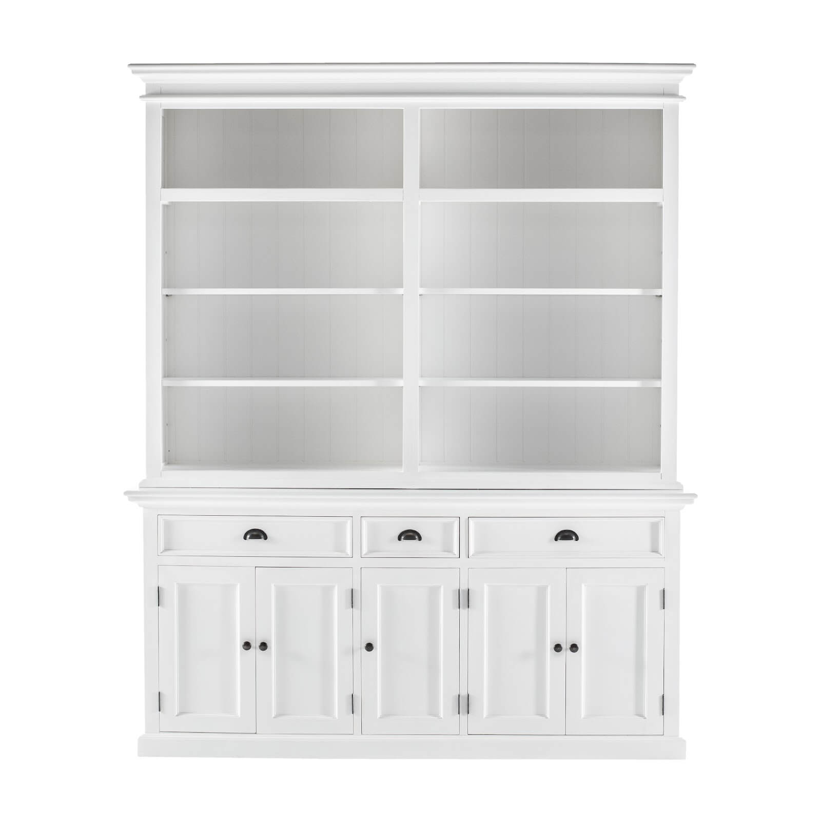 Classic Farmhouse Hutch Cabinet 3 Drawers 5 Doors & 8 Shelves