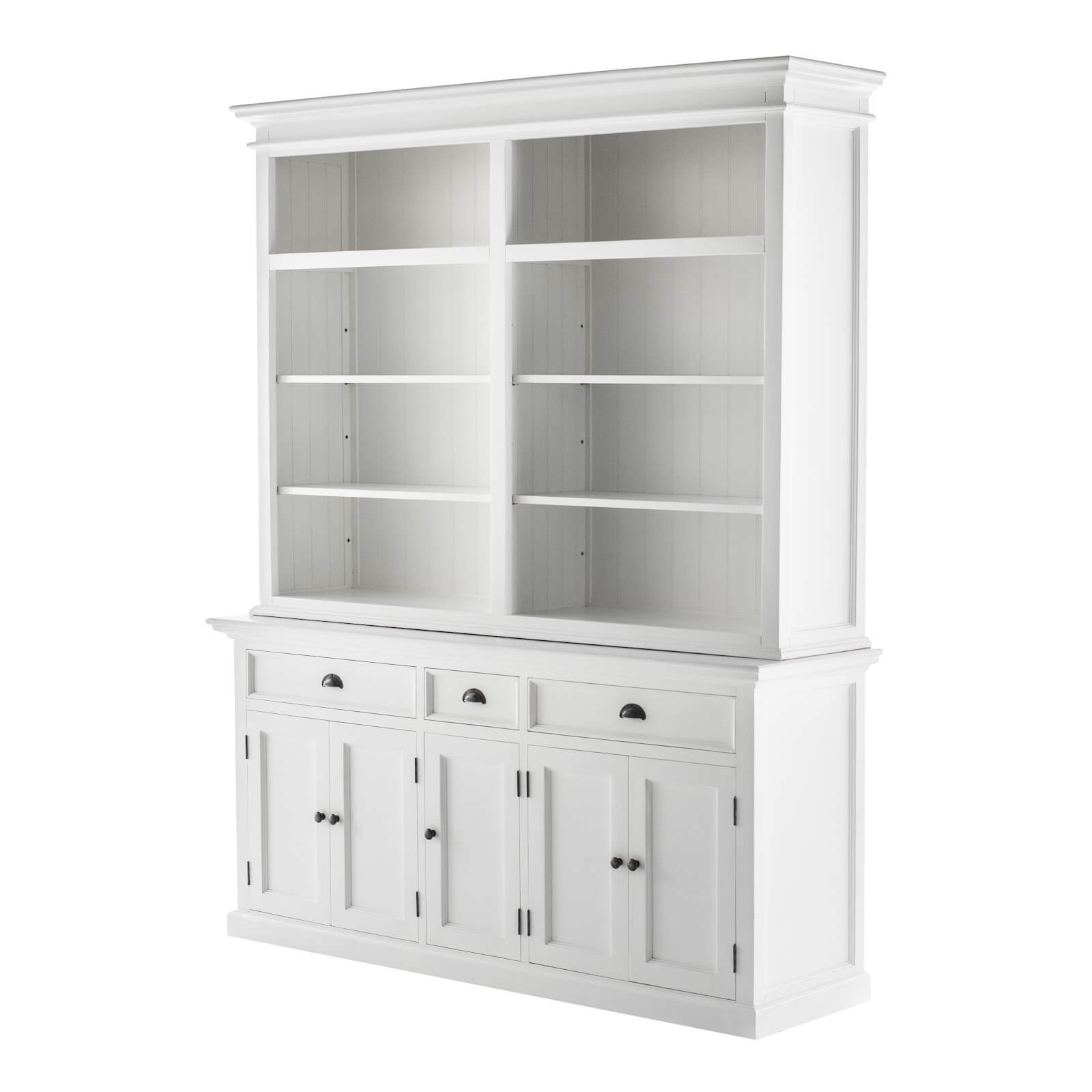 Classic Farmhouse Hutch Cabinet 3 Drawers 5 Doors & 8 Shelves