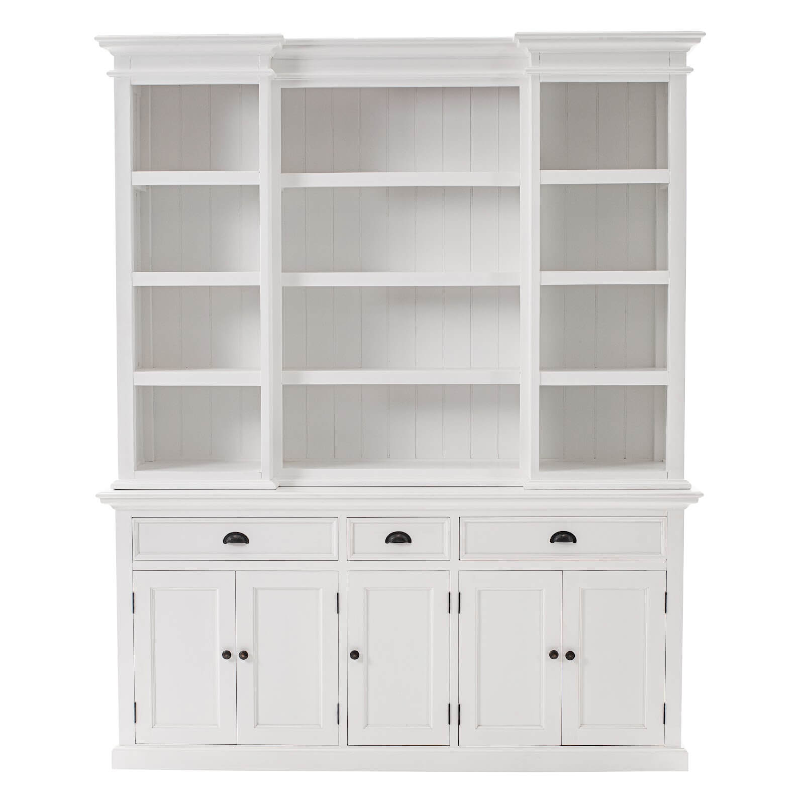 Classic Farmhouse Hutch Cabinet 3 Drawers 5 Doors 12 Shelves