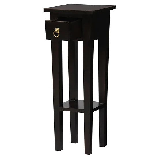 Classic Fleur 1-Drawer Straight Leg Plant Stand - Dark Brown