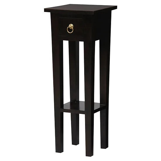 Classic Fleur 1-Drawer Straight Leg Plant Stand - Dark Brown