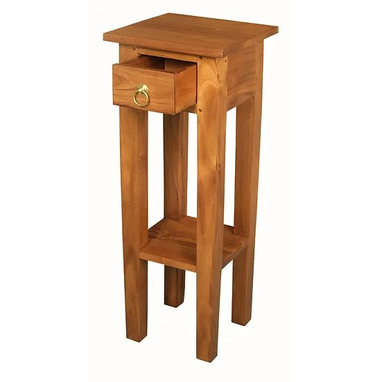 Classic Fleur 1-Drawer Straight Leg Plant Stand - Light Brown