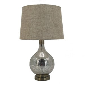 Classic Glass Table Lamp Teardrop Base Linen Shade