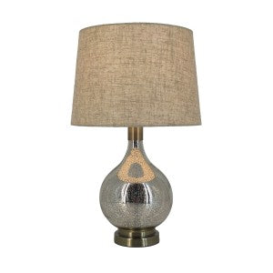 Classic Glass Table Lamp Teardrop Base Linen Shade