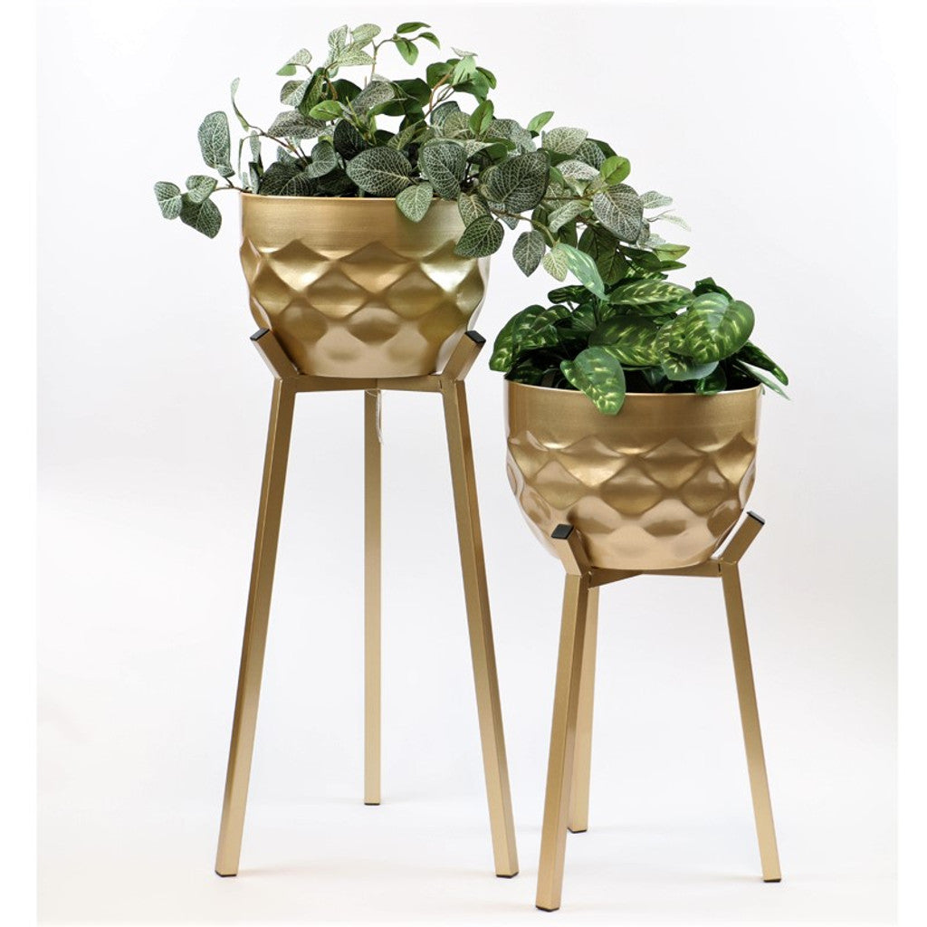 Classic Gold Patterned Plant Stand - Set of 2