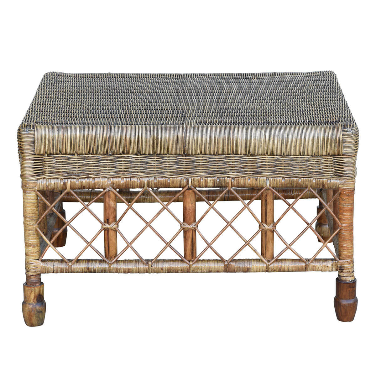 Classic Lattice Ottoman - Antique Brown