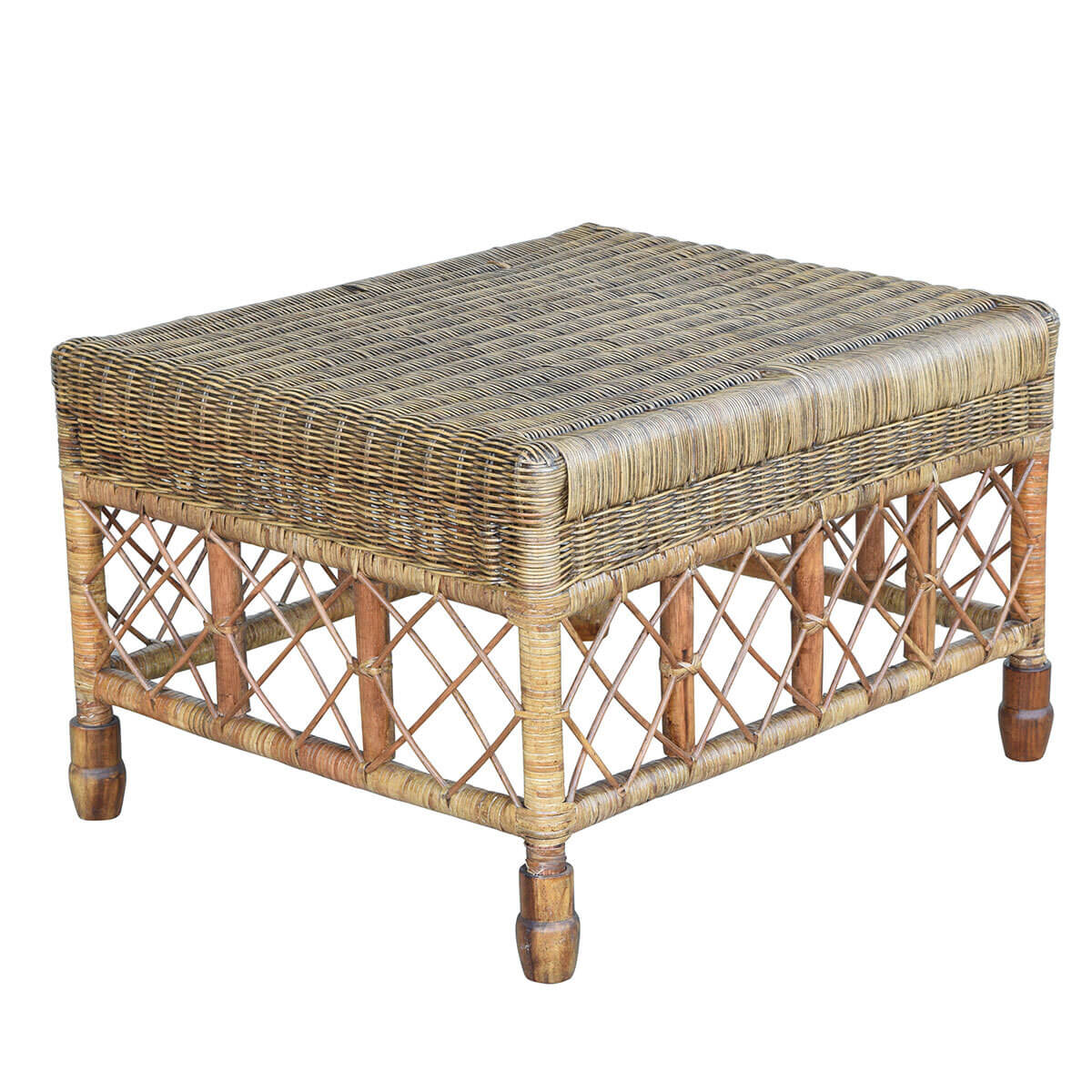 Classic Lattice Ottoman - Antique Brown