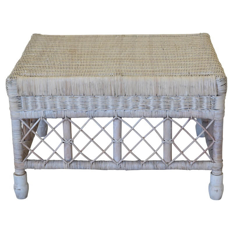 Classic Lattice Ottoman - White Wash