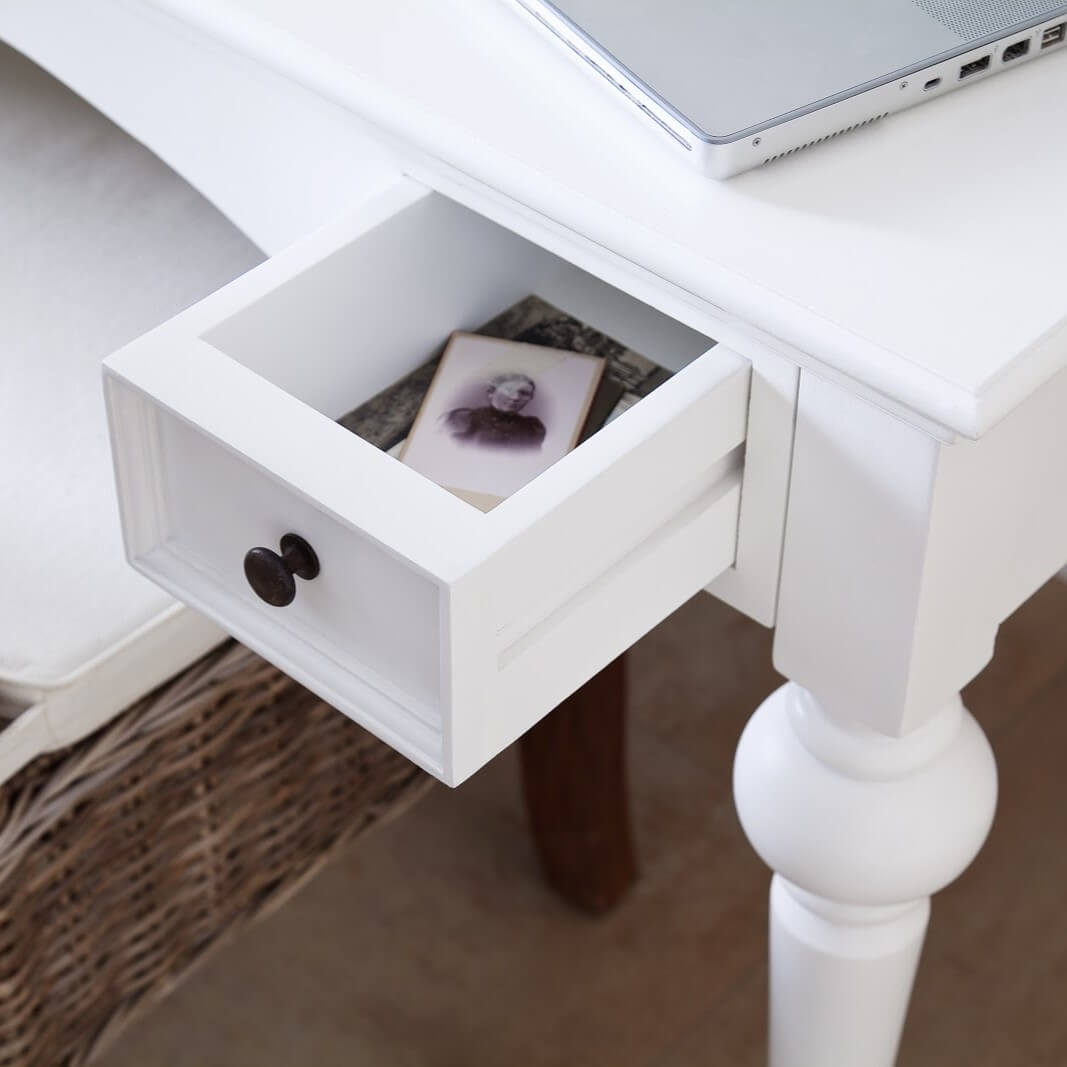 Classic Office Study Desk 2 Shelves White