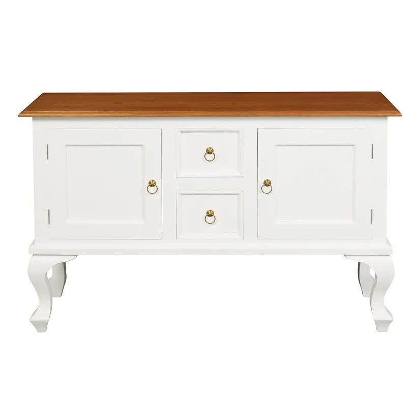 Classic Parisian 2 Door 2 Drawer Buffet and Natural Top - White