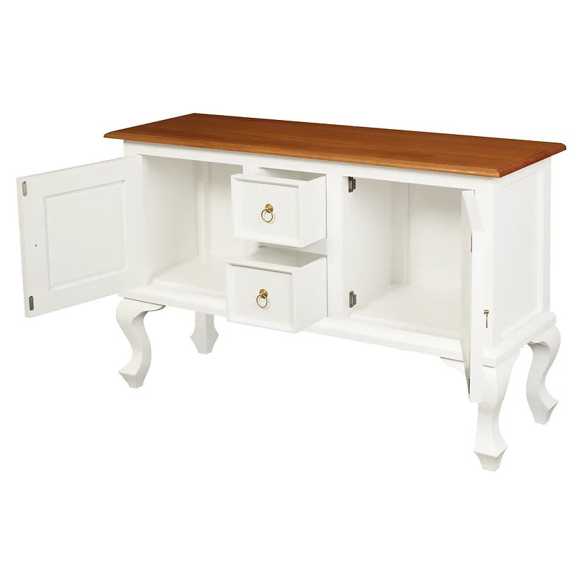 Classic Parisian 2 Door 2 Drawer Buffet and Natural Top - White