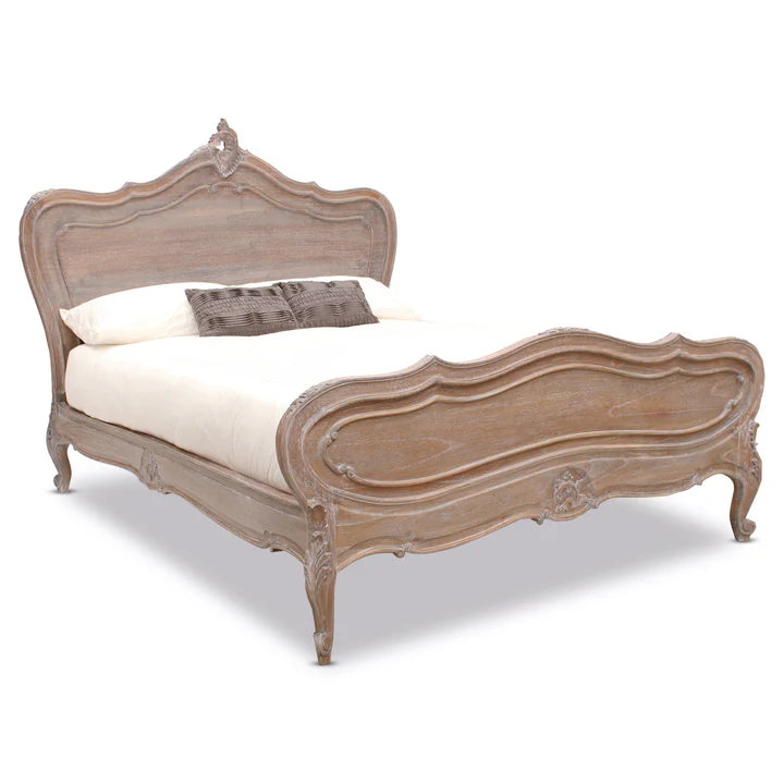 Classic Provence French King Size Bed - Weathered Oak