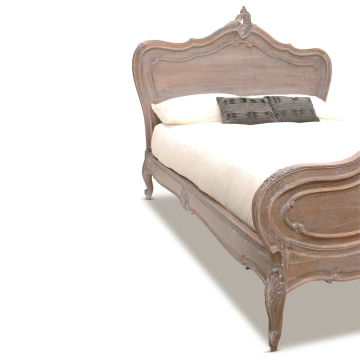 Classic Provence French King Size Bed - Weathered Oak