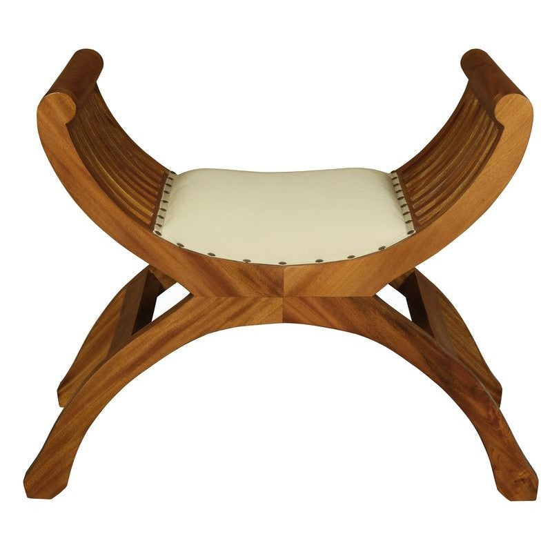 Classic Single Seater Stool With Cushion - Light Brown