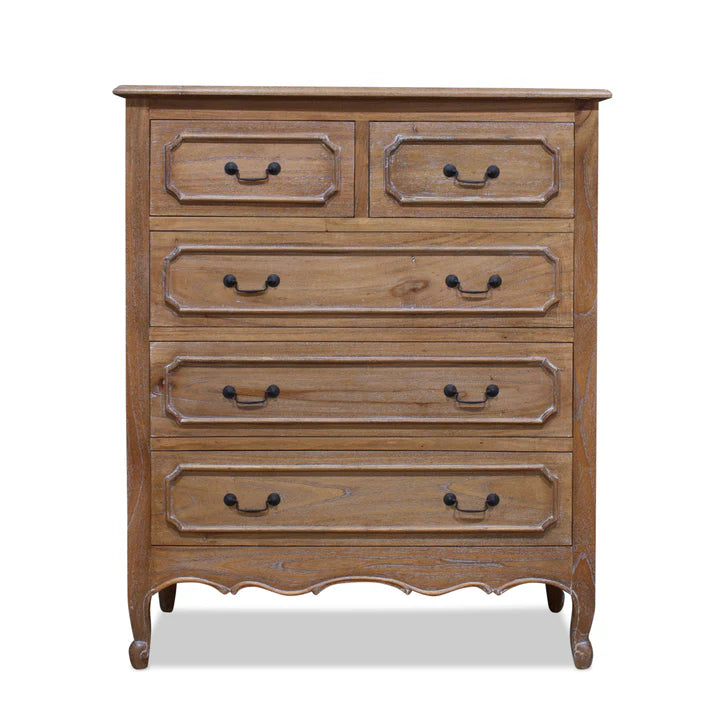 Classic Style Provence Chest of Drawers - Weathered Oak