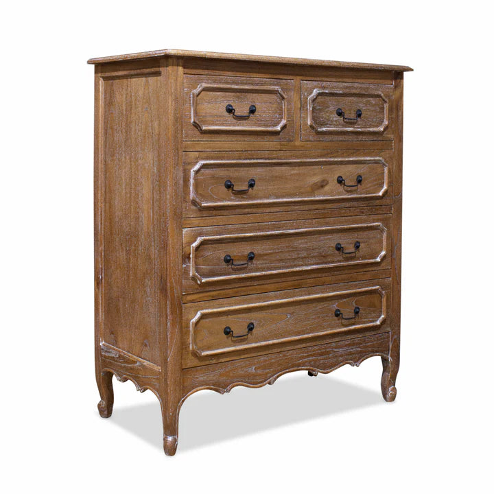 Classic Style Provence Chest of Drawers - Weathered Oak