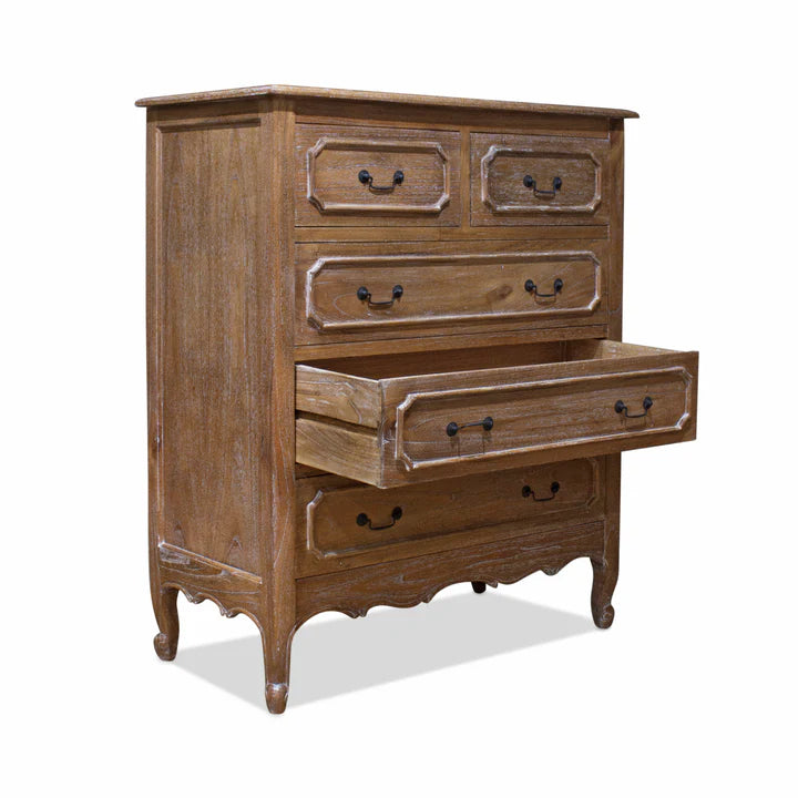 Classic Style Provence Chest of Drawers - Weathered Oak