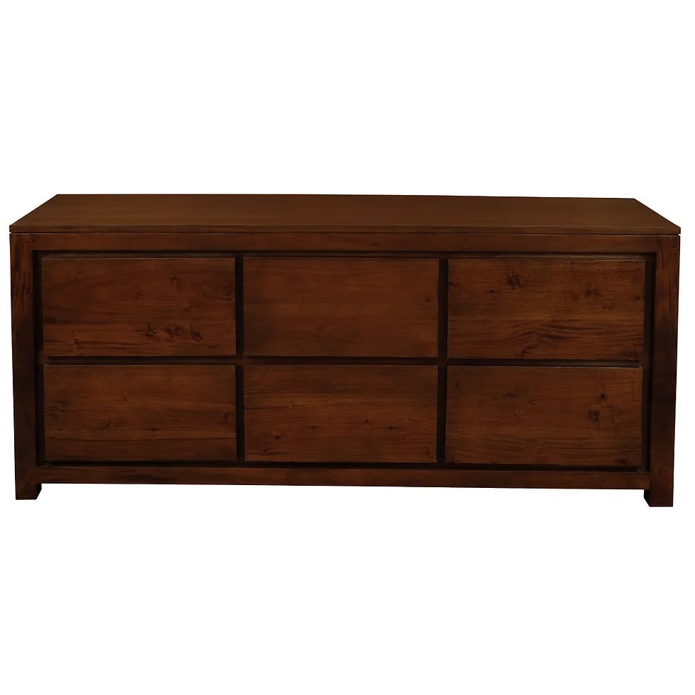 Classic Wooden 6 Drawer Dresser - Brown