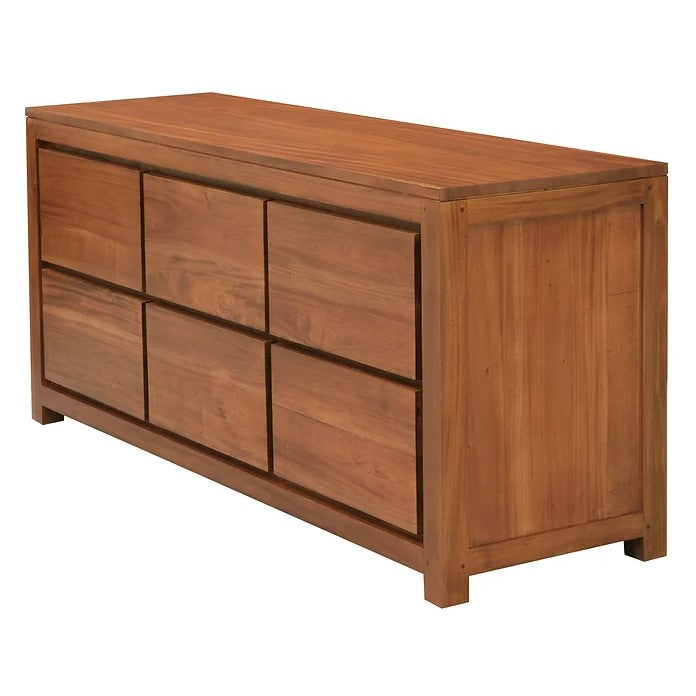 Classic Wooden 6 Drawer Dresser - Light Brown