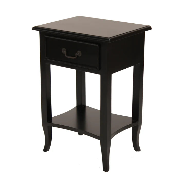 Classic Wooden Maison Bedside Table - Black